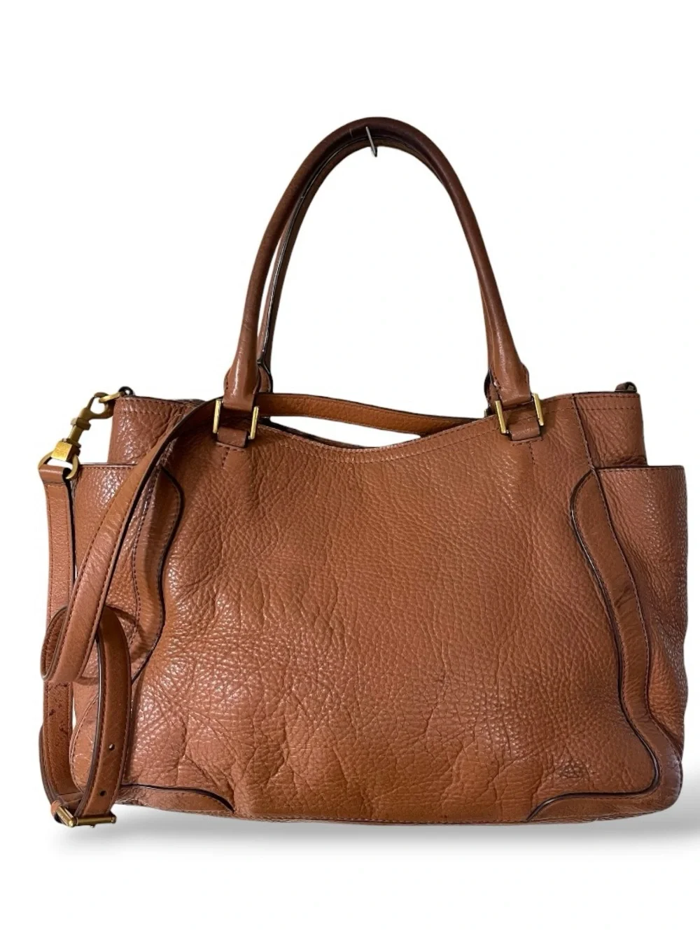 Tory Burch Brown Pebbled Leather Slouchy Crossbody Satchel, One Size